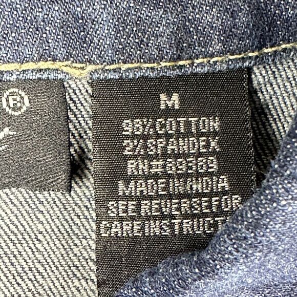Studio West Denim Jean Jacket Womens M Blue Dark Wash Studded Western Trucker* - Picture 14 of 15